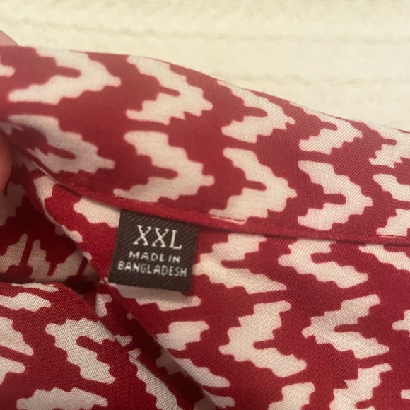 Jachs Girlfriend Quinn Button Down Cap Sleeve Shirt Red & White Chevron - Picture 5 of 7